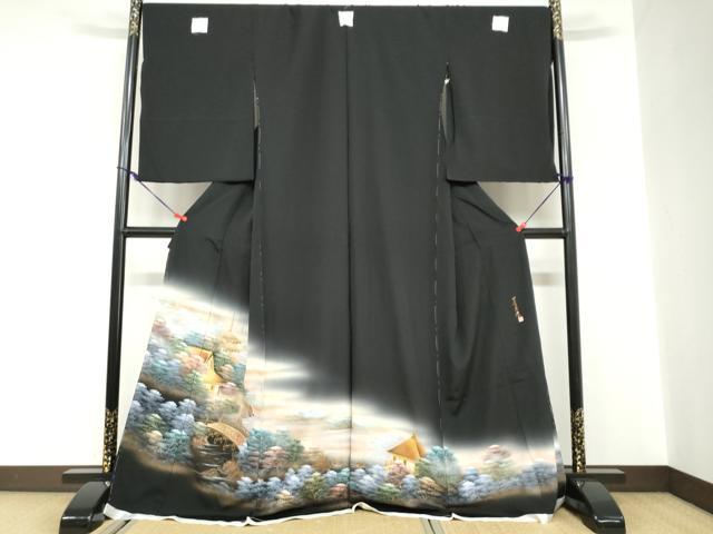 平和屋着物●豪華黒留袖 作家物 四季万葉 暈し染め 金銀彩 仮絵羽 正絹 逸品 未使用 DABC2034ud