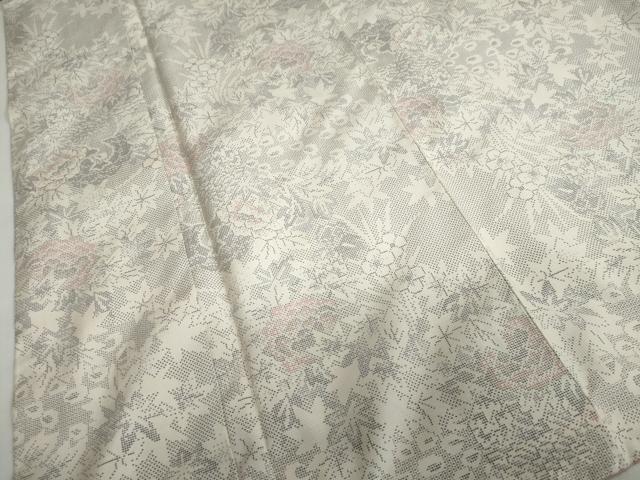 平和屋着物●本場大島紬 白大島 9マルキ 草花文 正絹 逸品 DABC2058ud
