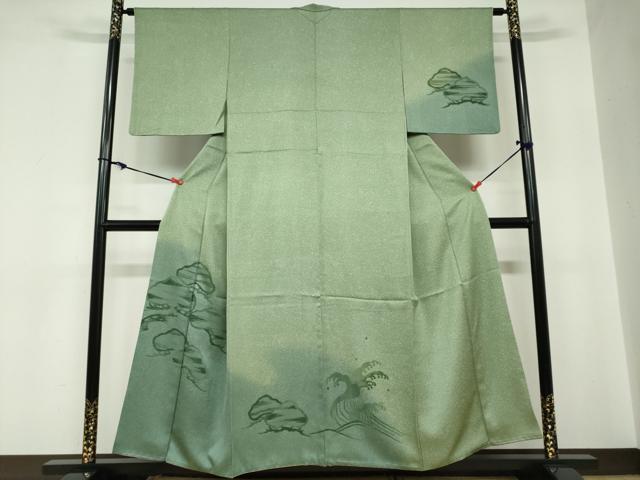 平和屋着物▼訪問着 モール織 浜松文 暈し染め 正絹 逸品 DABC2147ud