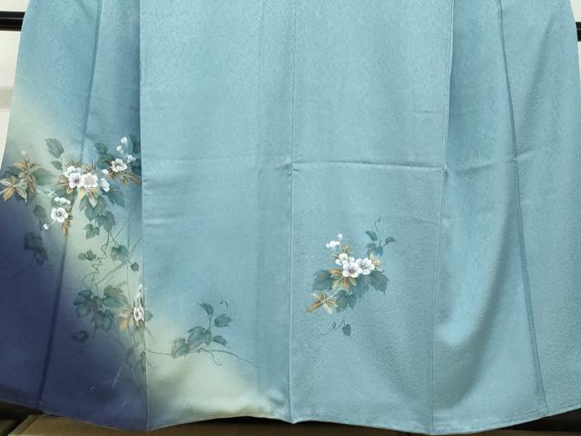 平和屋着物●訪問着 螺鈿 蔦の葉草花文 暈し染め 金銀彩 正絹 逸品 DABC2164ud