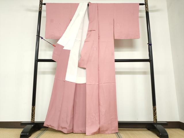 平和屋着物●上質な色無地 亀甲花地紋 薄紅色 正絹 逸品 DABC2228ud