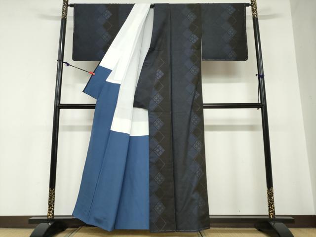 平和屋着物●本場大島紬 9マルキ 菱文 正絹 逸品 未使用 DABC2245ud
