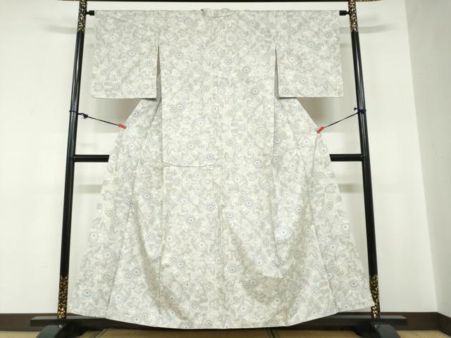 平和屋着物●本場大島紬 白大島 7マルキ 草花文 正絹 逸品 DABC2268ud