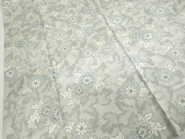 平和屋着物●本場大島紬 白大島 7マルキ 草花文 正絹 逸品 DABC2268ud