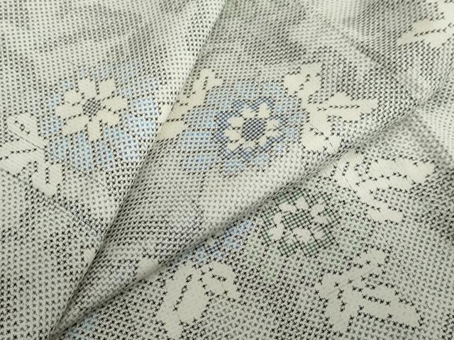平和屋着物●本場大島紬 白大島 7マルキ 草花文 正絹 逸品 DABC2268ud
