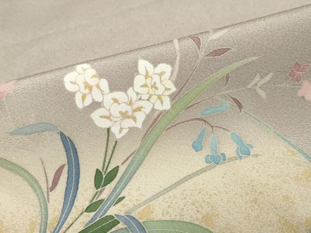 平和屋着物●訪問着 作家物 草花文 暈し染め 金彩 正絹 逸品 DABC2278ud