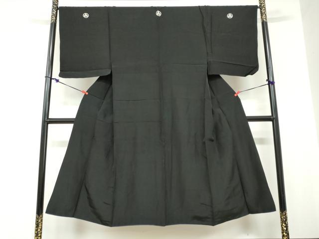 平和屋着物●男性 黒紋付 正絹 逸品 DABC2293ud