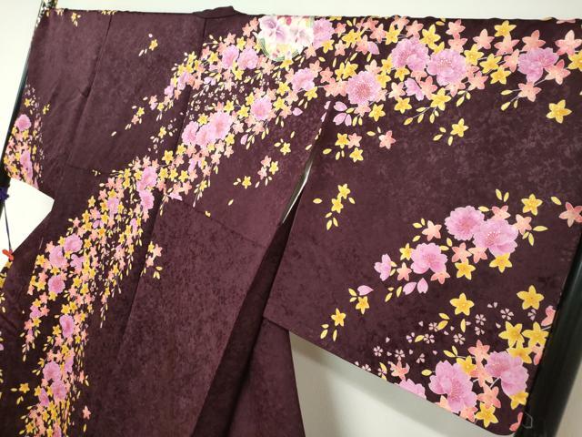 平和屋着物●訪問着 草花文 暈し染め 金彩 ロング丈 正絹 逸品 DABC2375ud