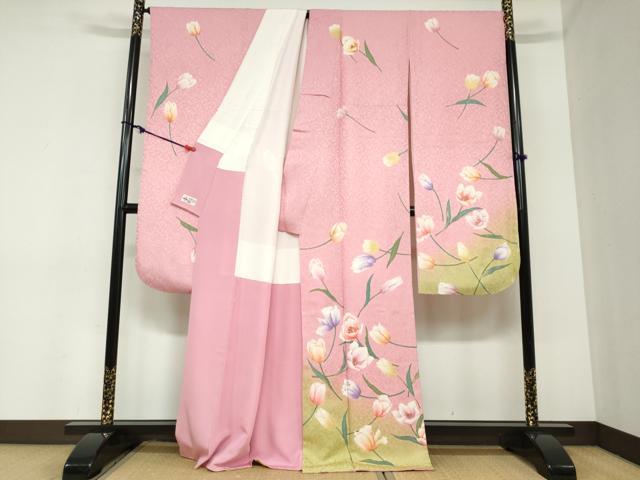 平和屋着物●豪華振袖 草花文 暈し染め 金彩 やまと誂製 正絹 逸品 DABC2387ud