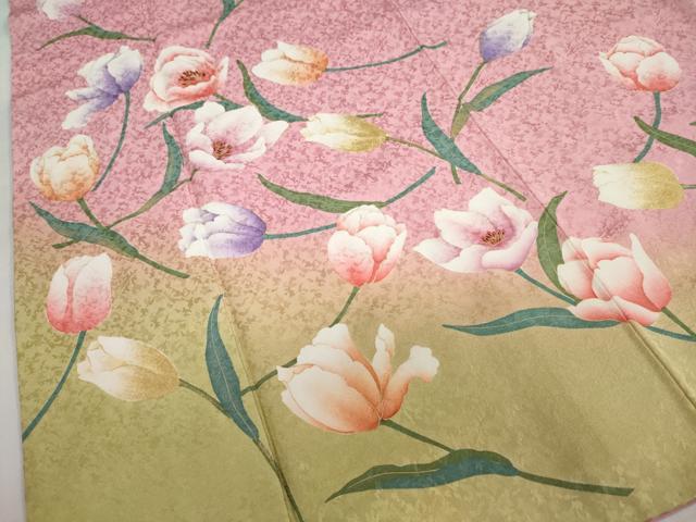 平和屋着物●豪華振袖 草花文 暈し染め 金彩 やまと誂製 正絹 逸品 DABC2387ud