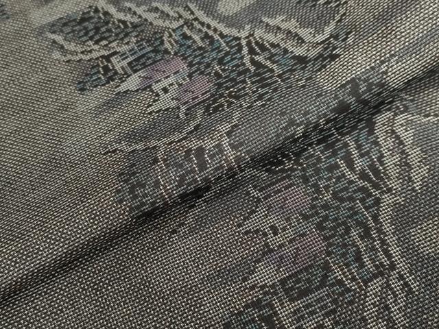 平和屋着物●本場大島紬 9マルキ 風景樹林文 正絹 逸品 DABC2390ud