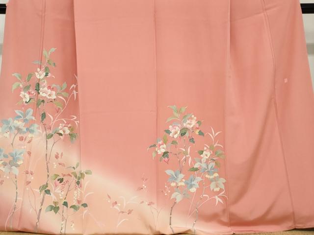 平和屋着物●訪問着 友禅 作家物 枝花文 暈し染め 正絹 逸品 DABC2405ud