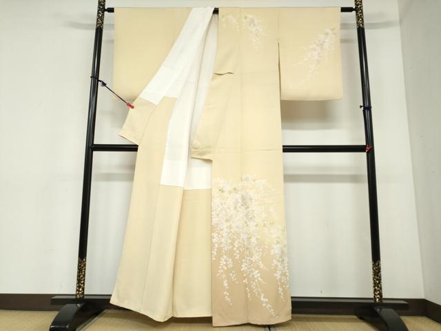 平和屋着物●訪問着 駒刺繍 枝垂れ草花文 暈し染め 金彩 正絹 逸品 DABC2410ud