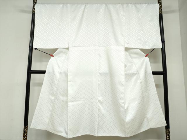 平和屋着物●男性 色紋付 長羽織セット 菱地紋 白色 キングサイズ 洗える着物 DABC2412ud