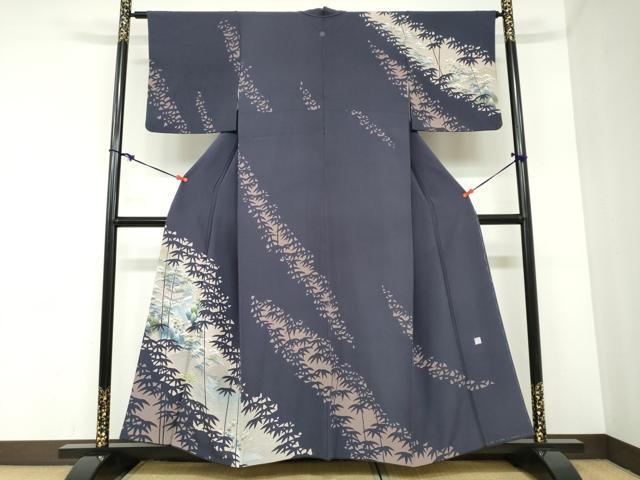 平和屋着物●名門・上野家 四代目 上野真(二代目 上野為二) 訪問着 流水風景文 シルエット 正絹 逸品 DABC2417ud