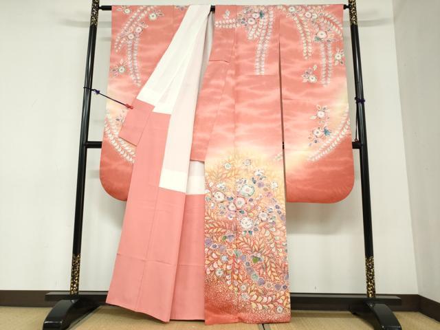 平和屋着物●越後十日町の一流染匠 桐屋・翠山工房 振袖 辻が花 暈し染め 銀彩 正絹 逸品 DABC2424ud