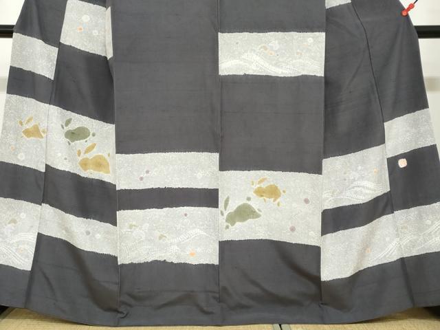 平和屋着物●十日町 名門青柳謹製 赤城紬 訪問着 奇翠 横段文 跳兎 正絹 逸品 DABC2434ud