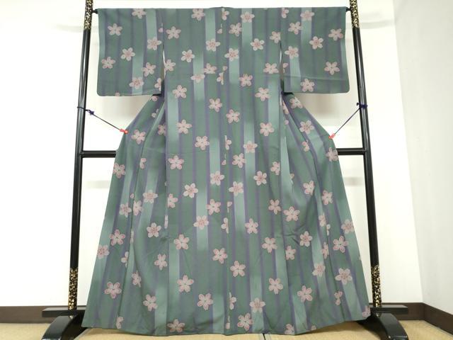 平和屋着物●小紋 舞桜文 洗える着物 DABC2460ud