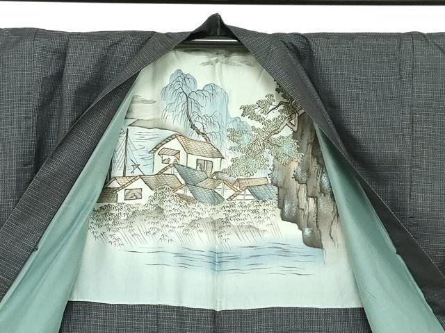 平和屋着物●男性 本場大島紬 アンサンブル 長羽織 抽象文様 正絹 逸品 DABC2492ud