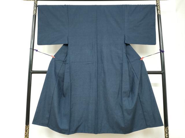 平和屋着物●男性 紬 アンサンブル 長羽織 留紺色 正絹 逸品 DABC2493ud