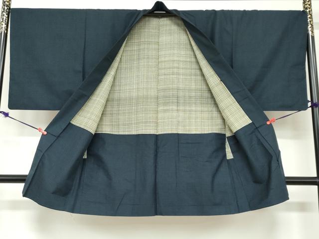 平和屋着物●男性 紬 アンサンブル 長羽織 抽象文様 正絹 逸品 DABC2527ud