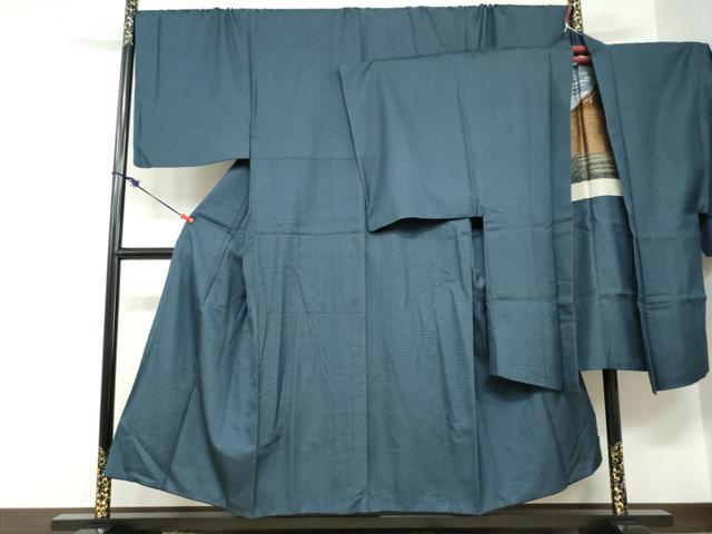 平和屋着物●男性 紬 アンサンブル 長羽織 120亀甲 総詰め キングサイズ 正絹 逸品 DABC2530ud