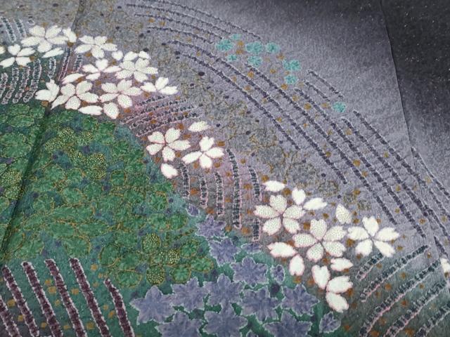 平和屋着物●訪問着 作家物 舞花文 暈し染め 金彩 金通し地 正絹 逸品 DABC2537ud