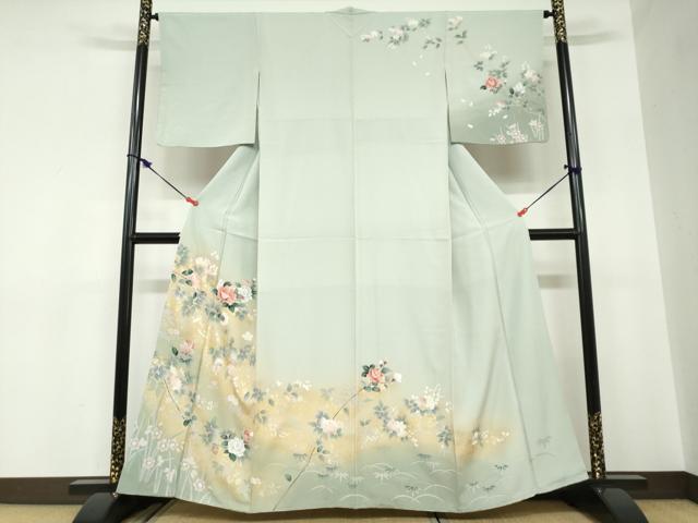 平和屋着物●訪問着 草花文 金銀彩 正絹 逸品 DABC2538ud