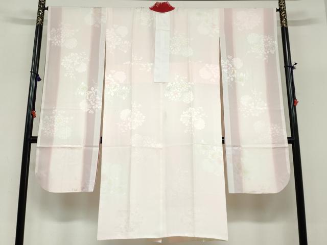 平和屋着物●振袖用長襦袢 袷 雪輪草花地紋 暈し染め 半衿刺繍 正絹 逸品 DABC2571ud
