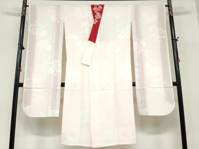 平和屋着物●振袖用長襦袢 袷 雪輪草花地紋 暈し染め 半衿刺繍 正絹 逸品 DABC2571ud