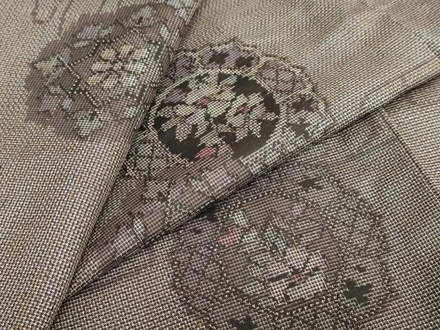 平和屋着物●本場大島紬 9マルキ エ霞花絵皿文 正絹 逸品 未使用 DABC2583ud