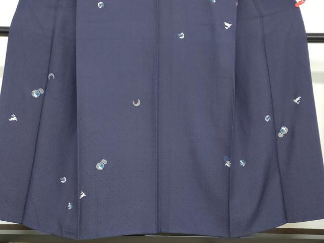 平和屋着物●訪問着 総刺繍 花織 本藍 雪輪月兎文 銀糸 正絹 逸品 DABC2612ud