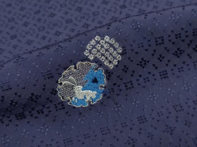 平和屋着物●訪問着 総刺繍 花織 本藍 雪輪月兎文 銀糸 正絹 逸品 DABC2612ud