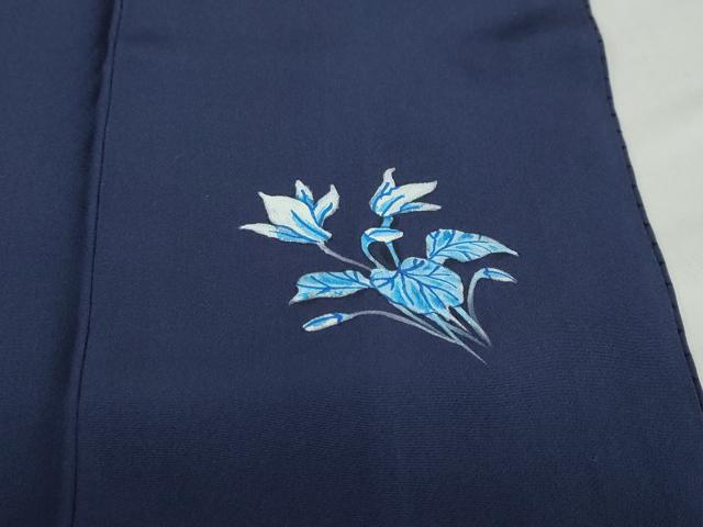 平和屋着物●訪問着 総刺繍 花織 本藍 雪輪月兎文 銀糸 正絹 逸品 DABC2612ud