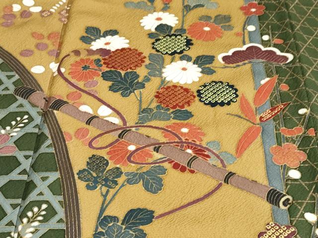 平和屋着物●訪問着 楽器草花文 金彩 正絹 逸品 DABC2619ud