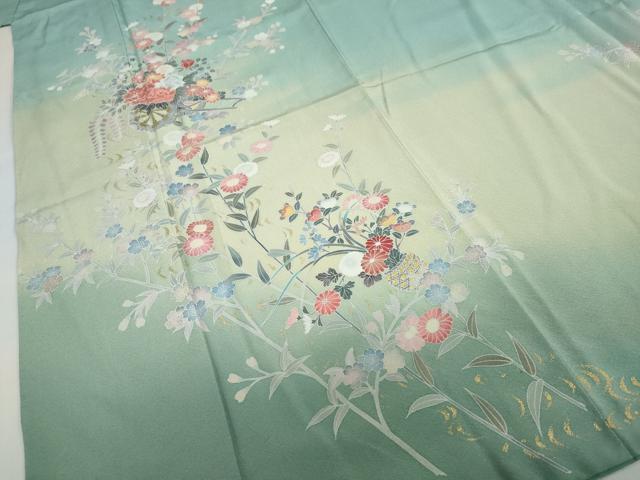平和屋着物●訪問着 花車文 暈し染め 金彩 正絹 逸品 DABC2621ud