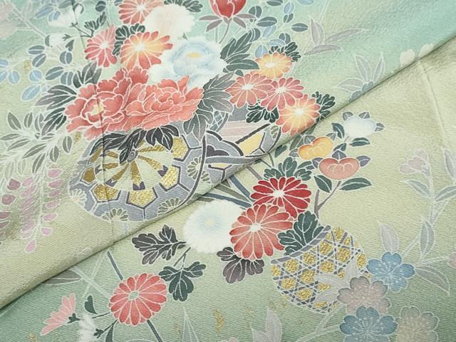 平和屋着物●訪問着 花車文 暈し染め 金彩 正絹 逸品 DABC2621ud