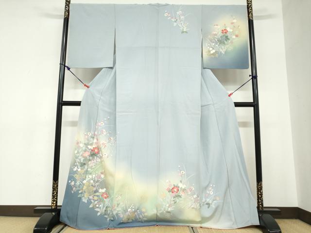 平和屋着物●訪問着 草花文 暈し染め 金銀彩 正絹 逸品 DABC2623ud