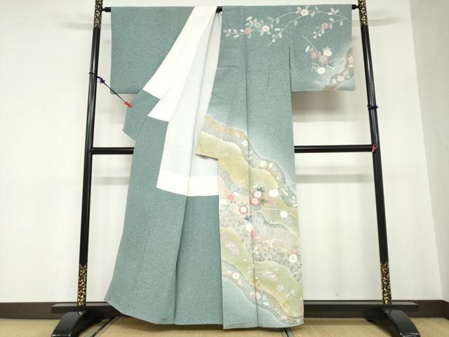 平和屋着物●訪問着 道長草花籬文 暈し染め 金彩 正絹 逸品 DABC2631ud