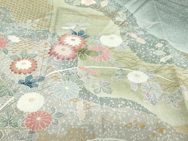 平和屋着物●訪問着 道長草花籬文 暈し染め 金彩 正絹 逸品 DABC2631ud