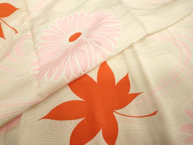 平和屋着物●振袖用長襦袢 袷 流水草花文 半衿刺繍 正絹 逸品 DABC2638ud