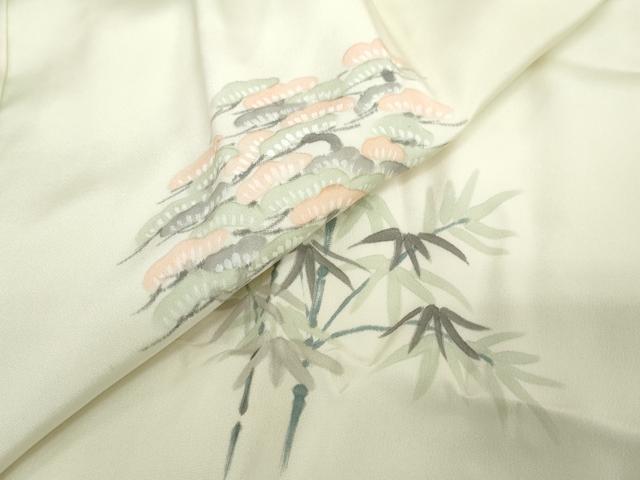 平和屋着物●長襦袢 袷 作家物 手描き 松竹梅 さが美扱い 正絹 逸品 未使用 DABC2644ud