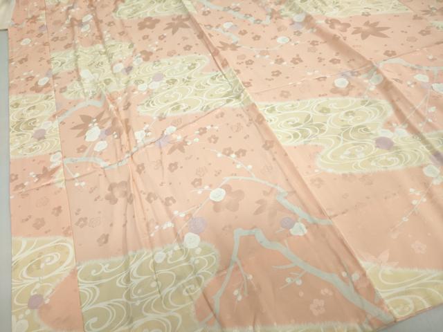 平和屋着物●長襦袢 無双仕立て 流水枝梅文 正絹 逸品 未使用 DABC2647ud