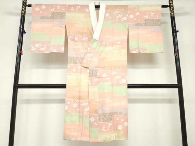 平和屋着物●長襦袢 無双仕立て エ霞草花文 金彩 正絹 逸品 未使用 DABC2649ud