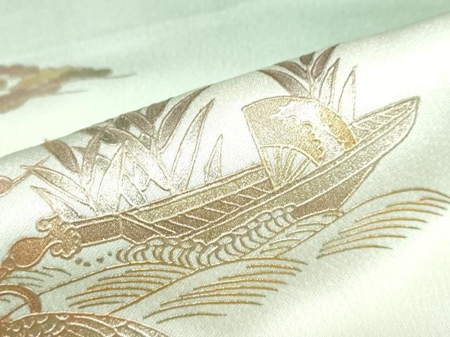 平和屋着物●金彩友禅 卓越技能者・名工・和田光正 訪問着 流水小舟草花文 暈し染め 金銀彩 正絹 逸品 DABC2655ud