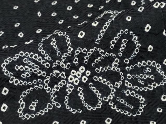 平和屋着物●訪問着 総絞り 草花文 黒地 正絹 逸品 DABC2663ud