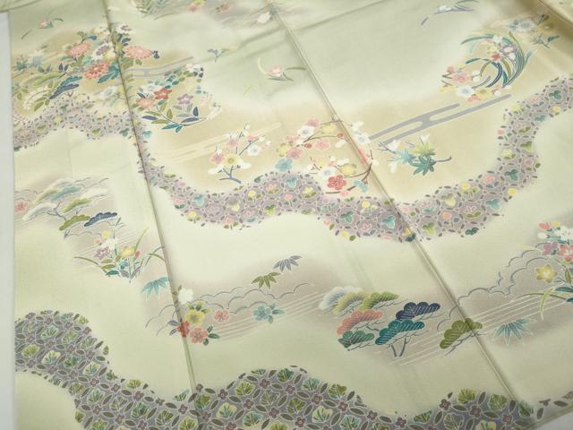 平和屋着物●訪問着 道長草花文 暈し染め 正絹 逸品 DABC2668ud