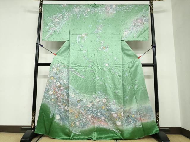 平和屋着物●訪問着 絞り 辻が花 暈し染め さが美扱い 反端付き 正絹 逸品 未使用 DABC2669ud