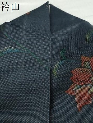平和屋着物●都喜ヱ門 本場大島紬 泥染め 藍・愛織璃 何日か見た花 証紙付き 藤絹織物謹製 正絹 逸品 DABC2670ud