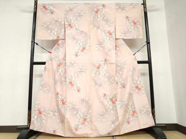 平和屋着物●小千谷紬 枝椿文 正絹 逸品 DABC2677ud